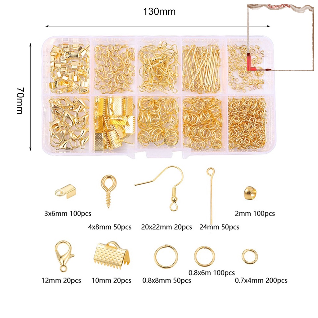 Set 710 Phụ Kiện Làm Đồ Trang Sức Thủ Công Bằng Kim Loại Có Móc