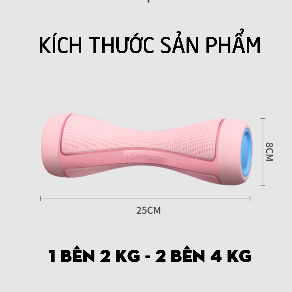 Tạ tay nữ tập yoga Dumbell 2 - 4 kg - thiết bị tập tạ nhựa giảm cân thon tay - tăng cường sức khỏe mùa dịch