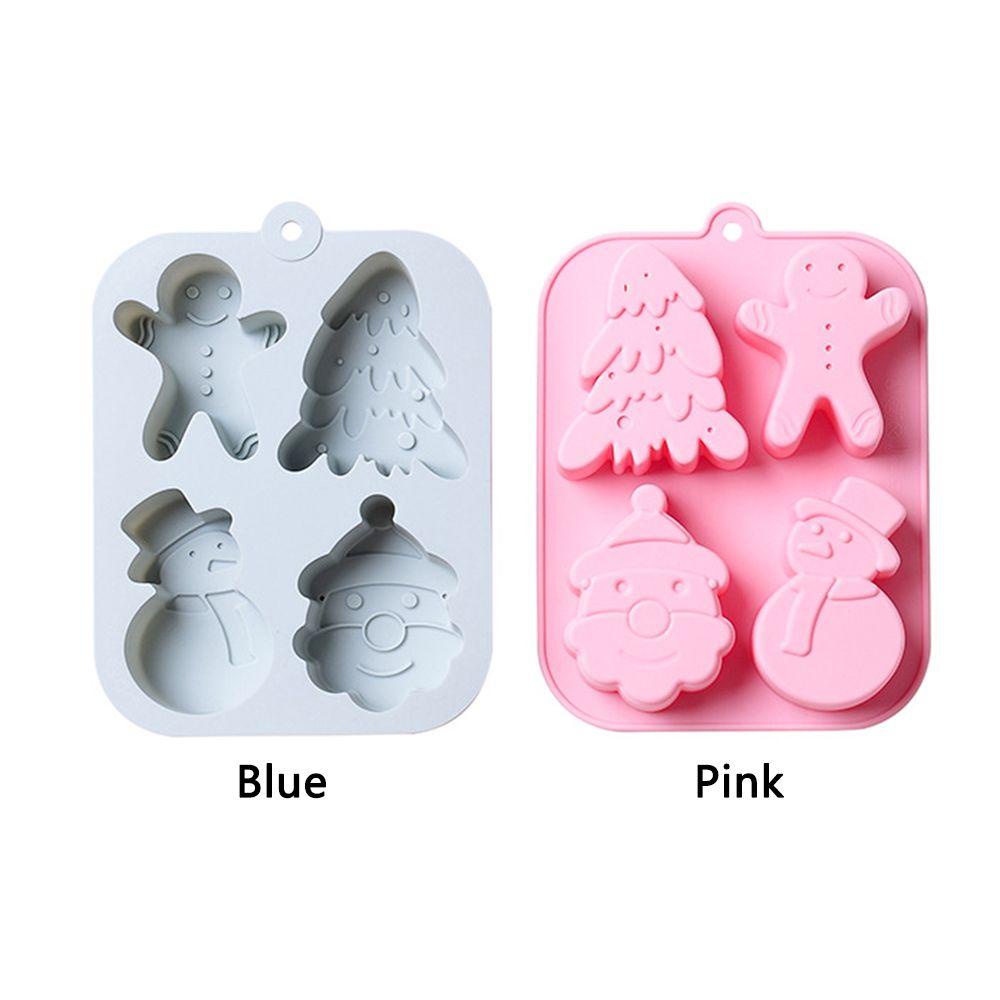Khuôn Silicone Làm Xà Phòng / Sô Cô La / Bánh Gừng / Người Tuyết 4 Ngăn Tiện Dụng