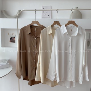 Áo sơ mi lụa trơn không túi