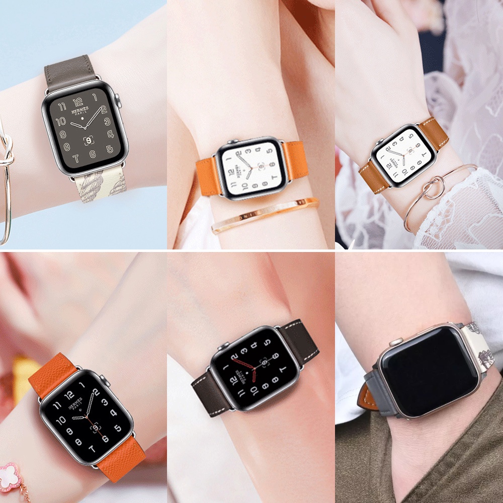 Dây đeo đồng hồ chất liệu da bò thật 100% thích hợp cho Apple Watch 9 8 7 6 SE 5 4 45MM 41MM 40MM 44MM 49MM