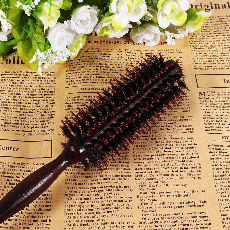 [Seller Recommend] Lược tròn cán gỗ chải tóc xoăn chống tĩnh điện chuyên nghiệp