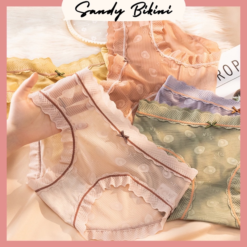 Quần Lót Nữ Su Ren Cao Cấp Phối Nơ Hoạ Tiết Quả Bơ Mềm Mại Quyến Rũ 626