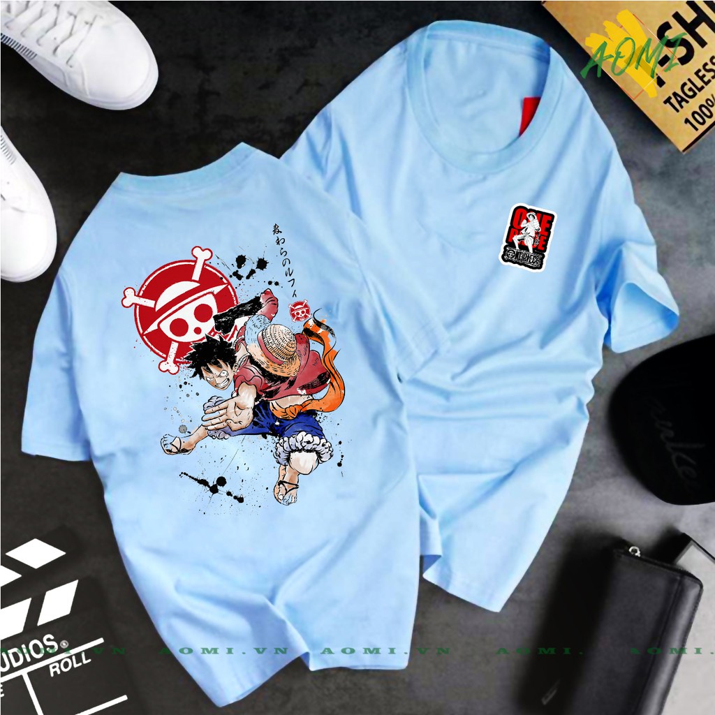 ÁO THUN ĐẢO HẢI TẮC ONE PIECE UNISEX AOMI LUFFY LOGO LUFFY PUCH TAY NGẮN TAY LỠ NAM NỮ CHẤT LƯỢNG CAO