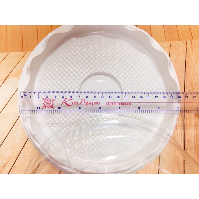 Combo 20 hộp nhựa tròn đựng bánh nắp thấp H47 đường kính 20x8cm