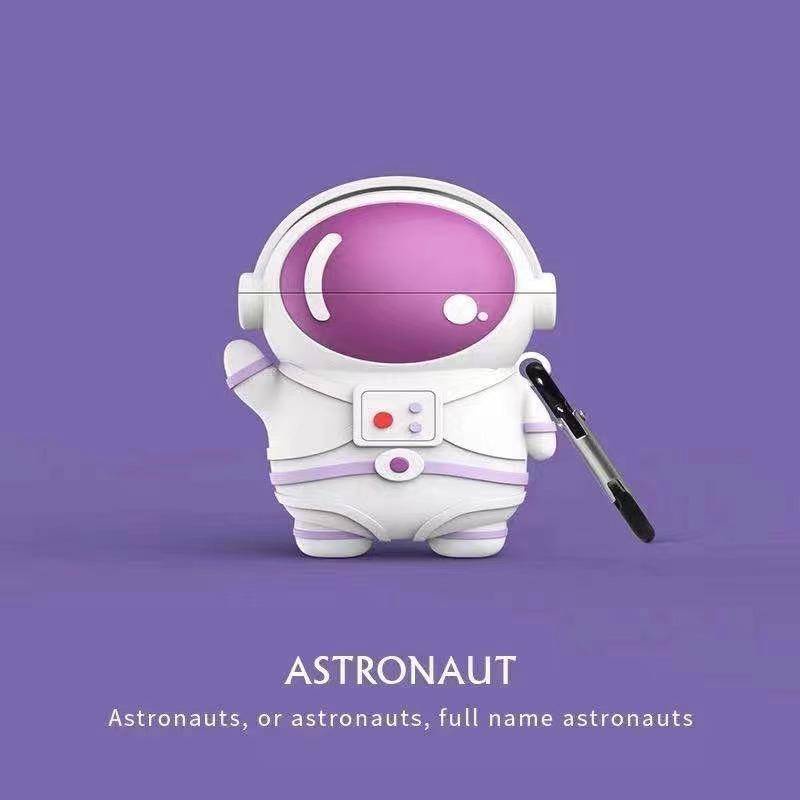 Ốp silicon hình phi hành gia 3D chống rơi bảo vệ hộp sạc tai nghe thích hợp cho Airpods 1 2 Pro