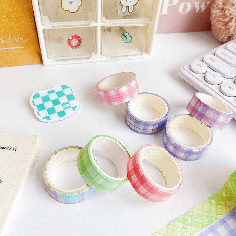 Cuộn Băng Keo Giấy Họa Tiết Sọc Caro Trang Trí Sổ Tay DIY