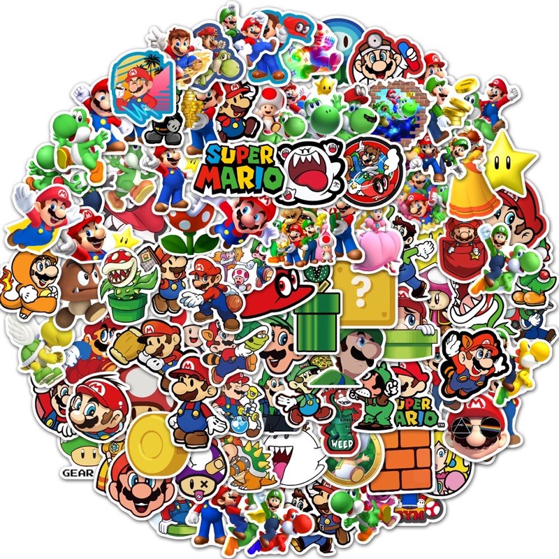 Hình Dán Sticker MARIO Chống Thấm Nước