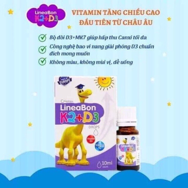 [ CHÍNH HÃNG ] LineaBon Vitamin D3 k2 Tăng Cường Hấp Thụ Canxi Cho Bé - Hộp 10ml