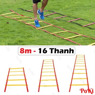 Thang dây thể thao tập luyện thể lực bóng đá 8m 16 thanh, nâng cao sức khỏe, thể lực và tầm vóc - POKI