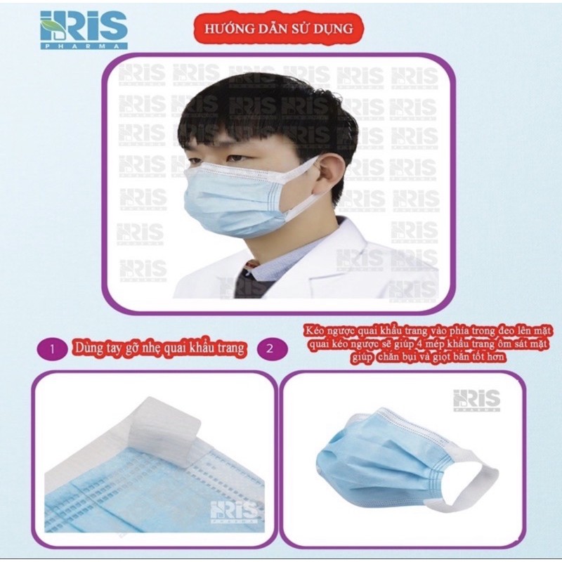 KHẨU TRANG IRIS PHARMA 4lớp KHÔNG ĐAU TAI | WebRaoVat - webraovat.net.vn