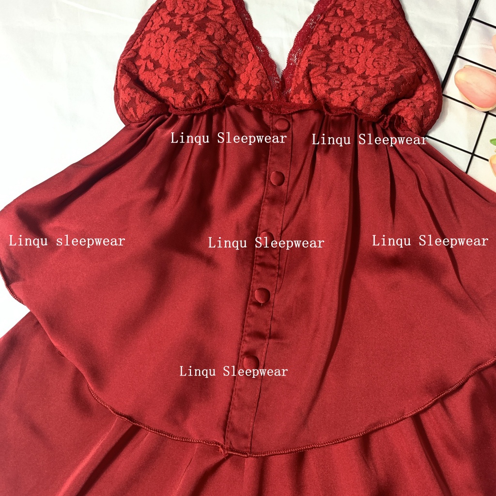 Đồ ngủ sexy - đồ ngủ 2 dây sexy lụa latin phối ren mềm mát có mút ngực freesize - linqu sleepwear