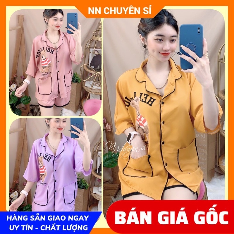 Đồ bộ nữ mặc nhà phom 60kg Vải kate mềm in hình hoạt hình dễ thương LV05