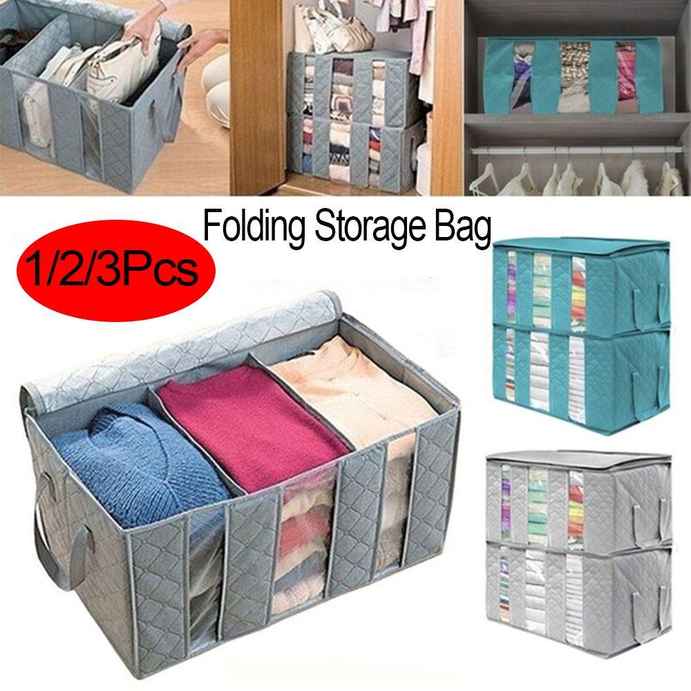 KUNHEV 1 / 2 / 3 Túi Vải Không Dệt Đựng Đồ Chống Bụi Có Thể Gấp Gọn Tiện Dụng