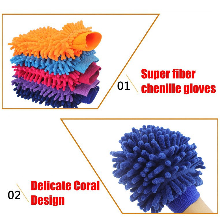 Găng Tay Vệ Sinh Xe Ô Tô Tiện Lợi Bao găng tay rửa xe sợi microfiber chuyên dùng lau rửa xe hơi xe máy ô tô vệ sinh nhà cửa (màu ngẫu nhiên)