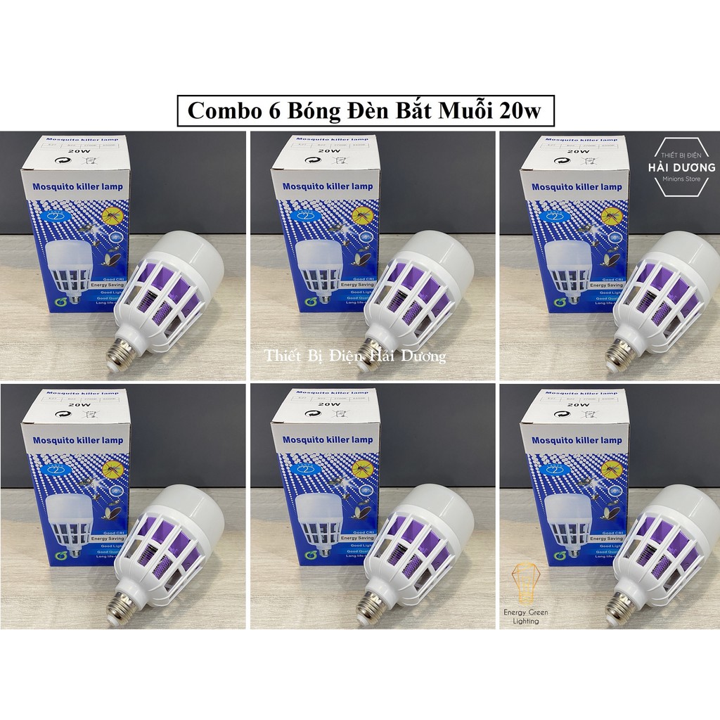 Combo 6 Bóng Đèn Led Chiếu Sáng Kiêm Bắt Muỗi 15w/20w Diệt Muỗi , Côn Trùng An Toàn Hiệu Quả