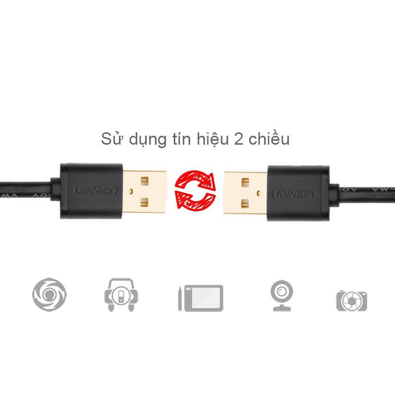 Cáp USB 2.0 AM-AM 2 đầu đực - USB 2.0 cable male to male UGREEN US102 0.25M 0.5M 1M 1.5M 2M 3M
