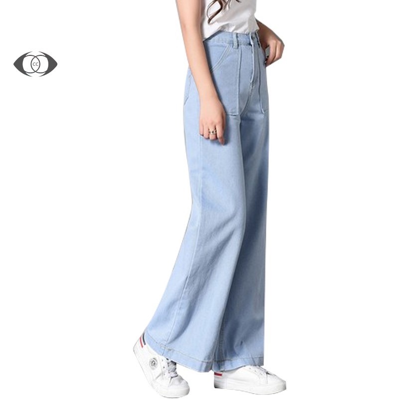 Quần jean ống rộng lưng cao theo phong cách retro hồng kông | BigBuy360 - bigbuy360.vn