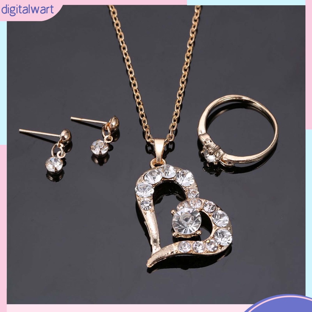 Bộ Trang Sức Mặt Trái Tim Đính Đá Sang Trọng Thời Trang Dành Cho Nữ