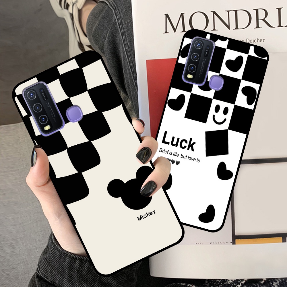 Ốp Vivo Y30 / Y50 in hình sọc caro, họa tiết đen trắng dễ thương