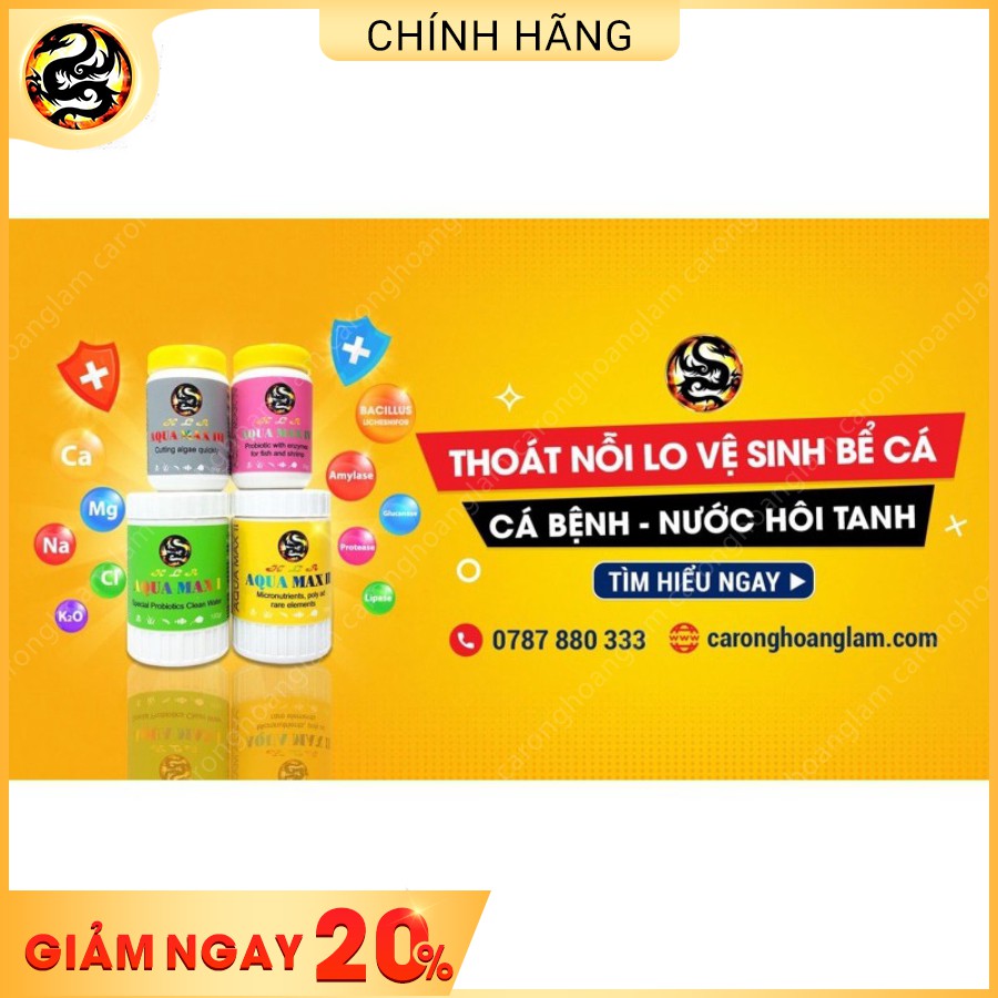 Combo 4 Aqua Max 1,2,3,4 Cho Cá Cảnh | Men Vi Sinh | Khoáng Chất | Diệt Rong Xanh, Tảo Nâu, Tảo Đỏ | Men Tiêu Hoá