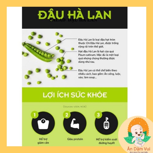 Đậu hà lan hữu cơ Markal cho bé ăn dặm, hạt nấu cháo, sữa hạt, bữa phụ SAMI KIDS