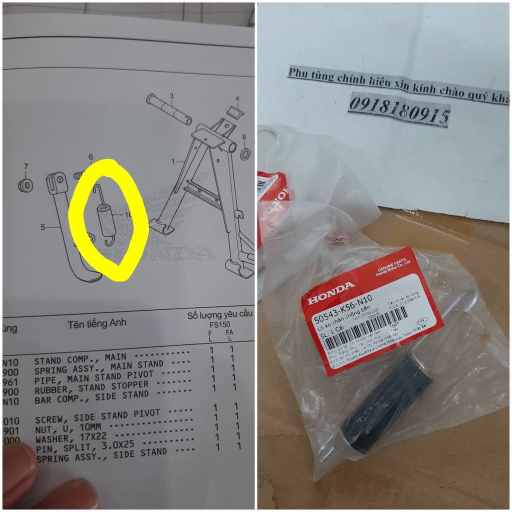 Lò xo chân chống bên winner winner x honda