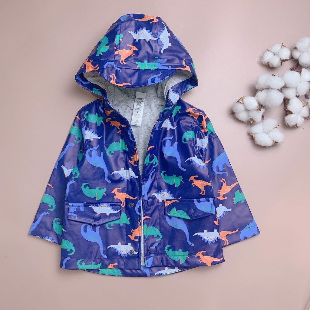Áo raincoat Little me bé trai - Navy khủng long