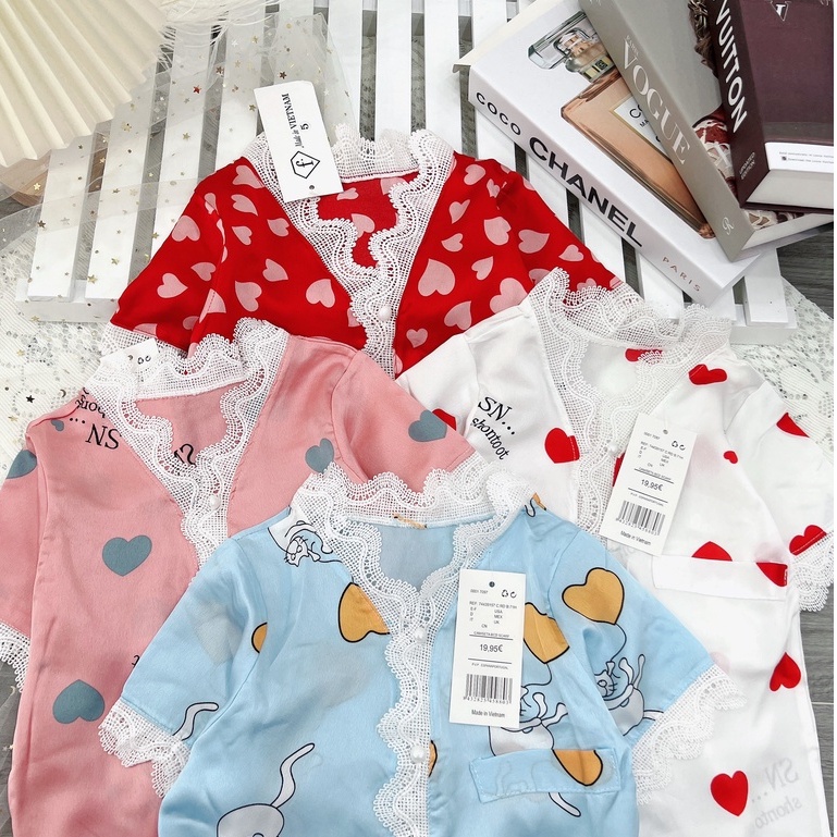 Bộ Đồ Ngủ Pijama Lụa Satin Dành Cho Bé Gái Set Quần Áo Trẻ Em Mặc Nhà BN22 Babi mama