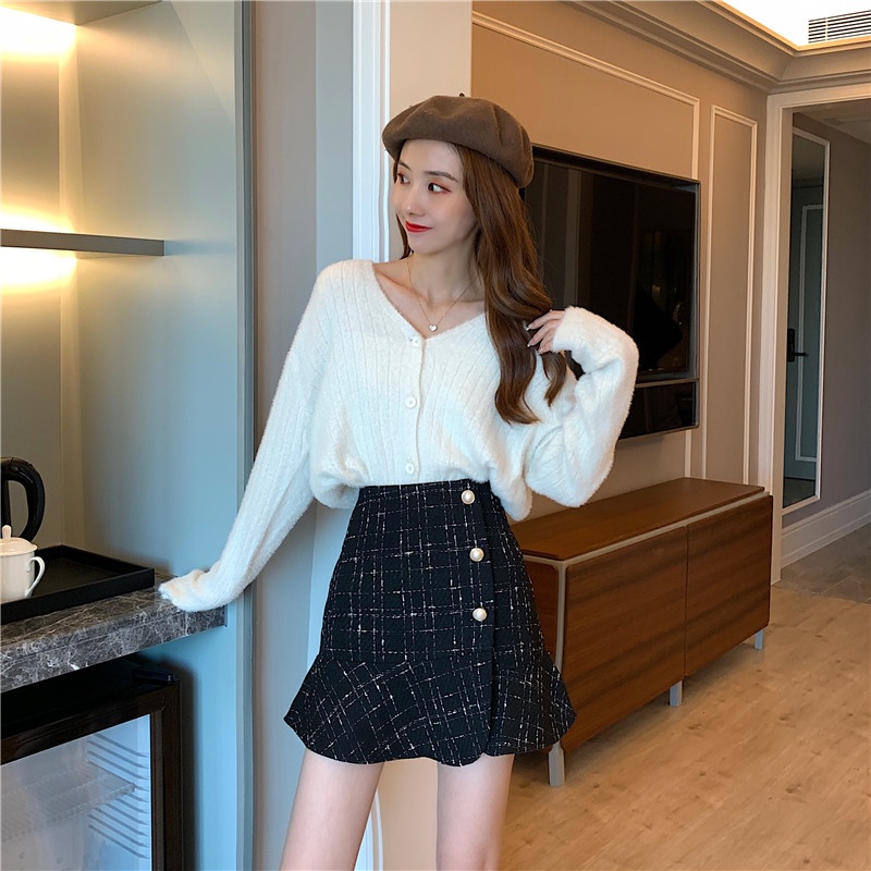 Chân Váy Chữ A Lưng Cao Thời Trang Thu Đông Dễ Phối Đồ