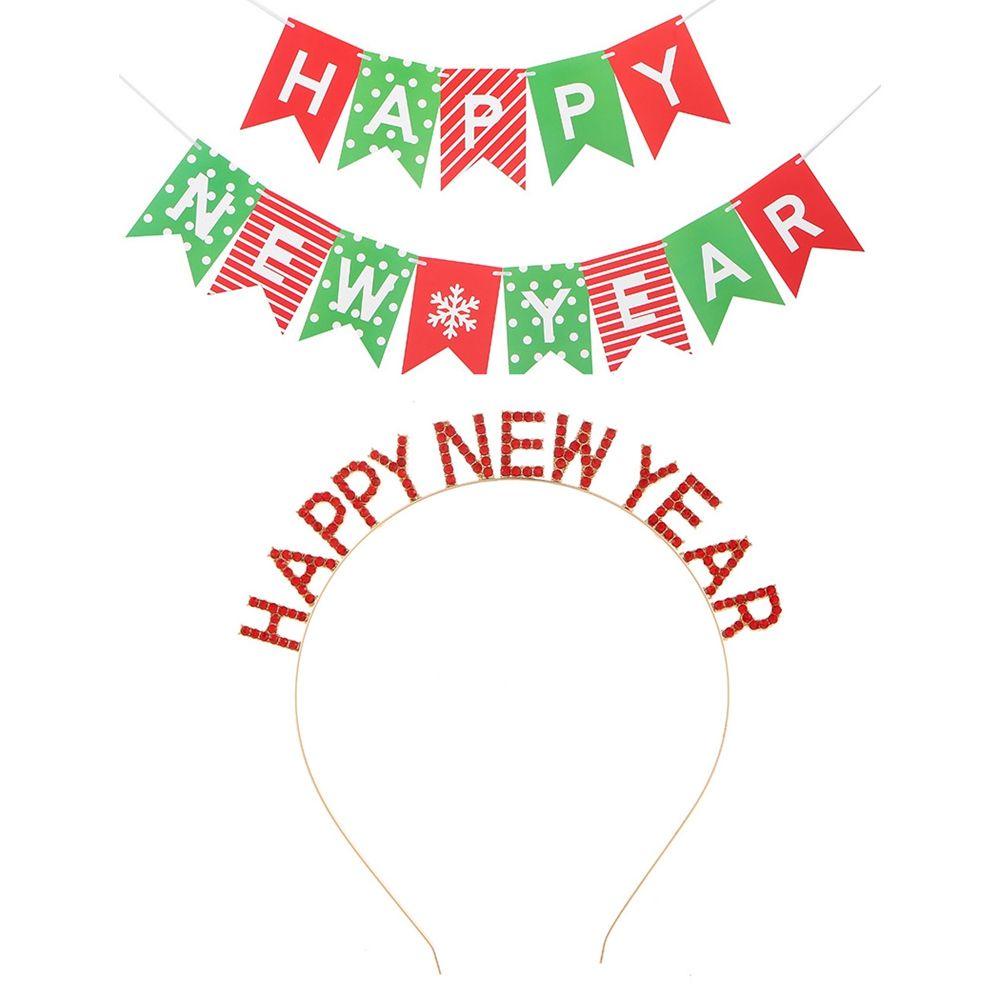 Băng Đô Cài Tóc In Chữ HAPPY New Year / Giáng Sinh Phong Cách Hàn Quốc Sang Trọng