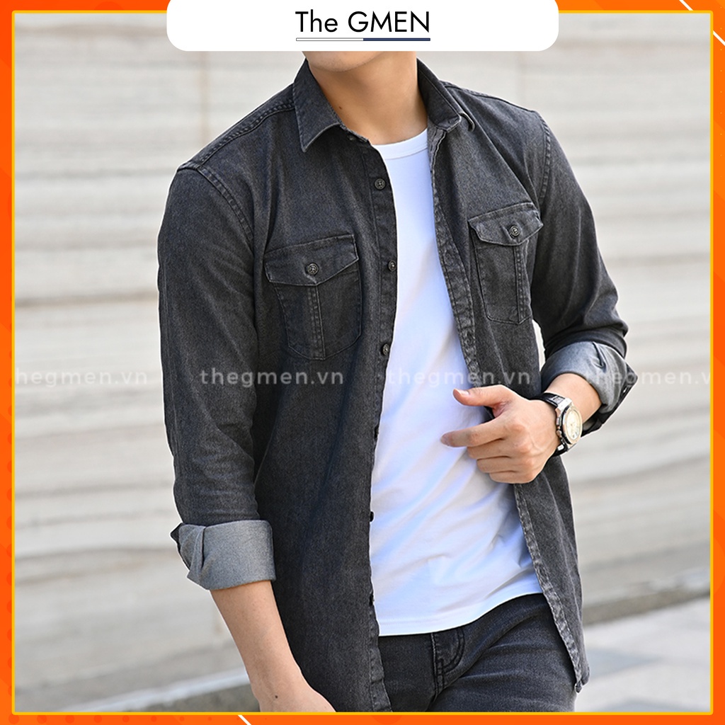 Áo khoác sơ mi nam The GMEN Kaki Double Pocket Shirt chất vải kaki 100% cotton
