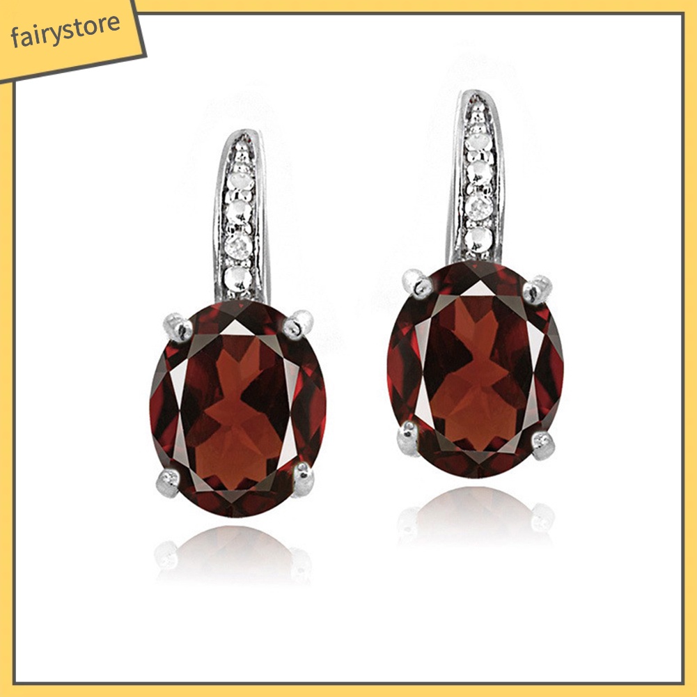 Khuyên Tai Đính Đá Hình Oval Thời Trang Thanh Lịch Dành Cho Nữ