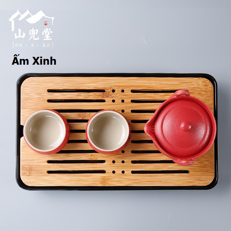 KHAY TRÀ BẰNG TRE CÓ KHAY HỨNG NƯỚC BÊN DƯỚI DÙNG CHO BÀN TRÀ