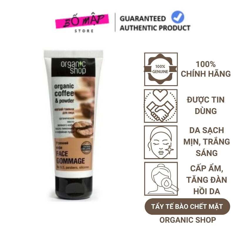 [SALE] [CAM KẾT 100% CHÍNH HÃNG] Tẩy da chết mặt cafe Organic Shop Nga 75ml