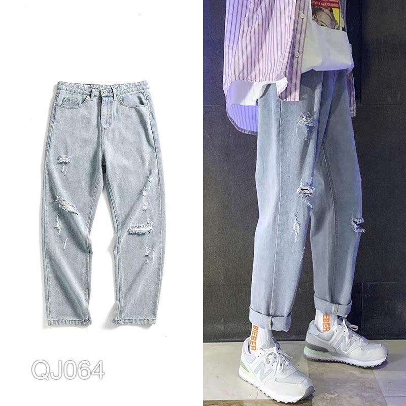 QUẦN JEAN BAGGY NAM WASH RÁCH QJ064 - KBT.1020