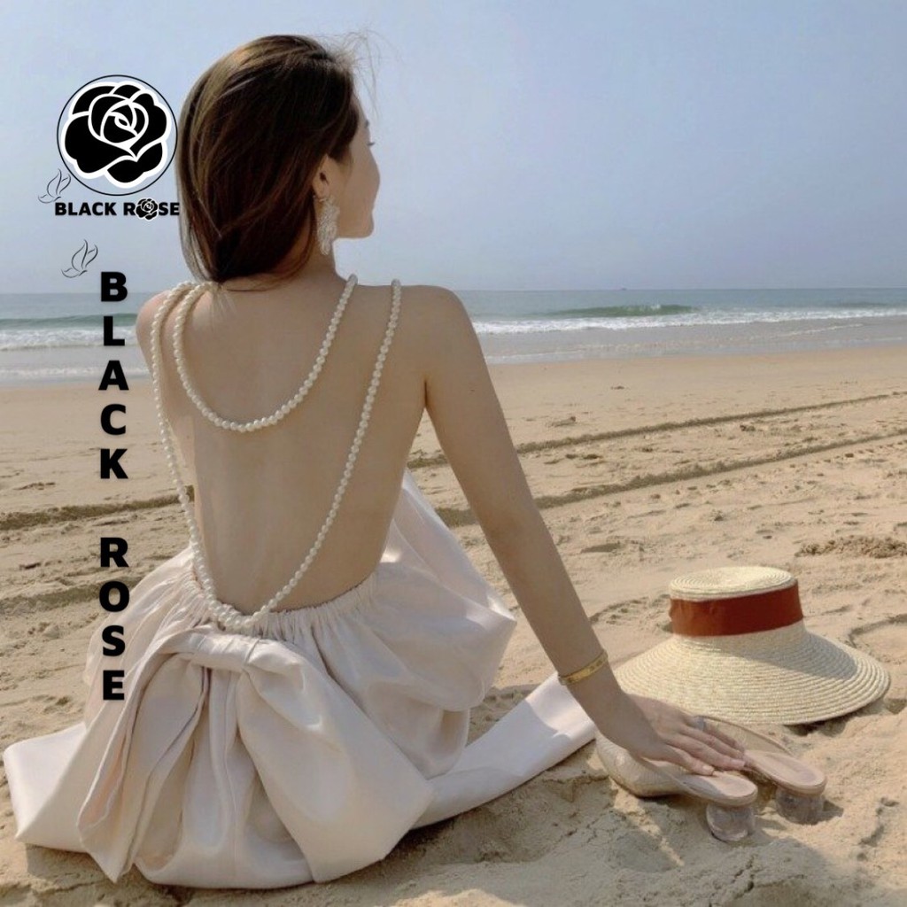 Váy Đầm Dự Tiệc Đi Biển Sang Chảnh Hở Lưng Sexy BLACK ROSE Váy 2 Dây Ngọc Đẹp Cao Cấp - TẤM BOUTIQUE | BigBuy360 - bigbuy360.vn