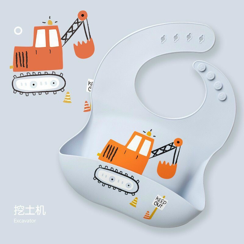 Yếm ăn dặm silicon, yếm máng cho bé tập ăn dặm kiểu dáng Hàn Quốc