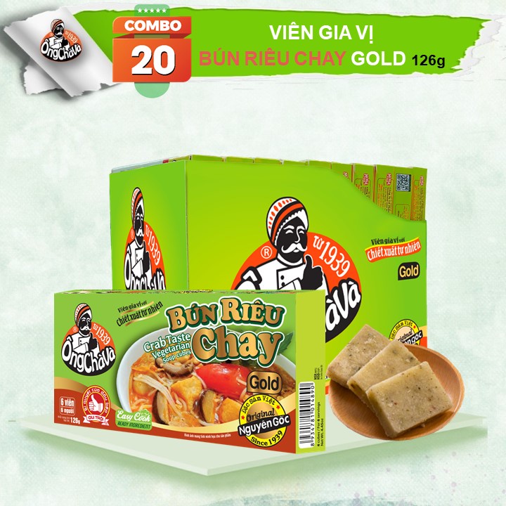 Combo 20 Hộp Viên Gia Vị BÚN RIÊU CHAY Gold Ông Chà Và 126g