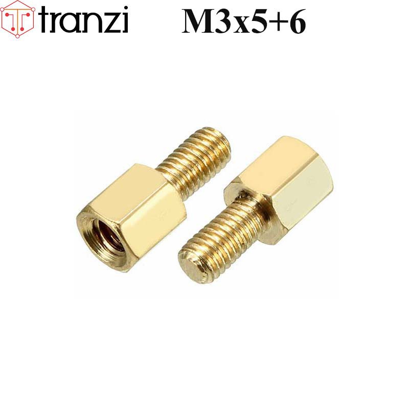 Trụ vít lục giác đực cái đồng M3x5+6 - túi 10 cái