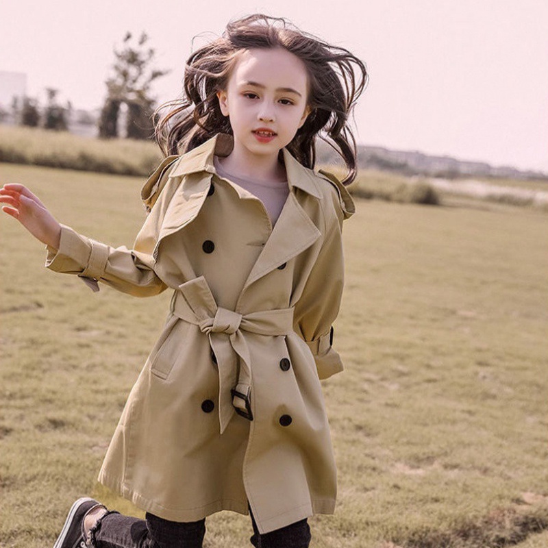 Áo khoác IQ ANGEL dáng dài chống gió phong cách Hàn Quốc thời trang mùa thu dành cho bé gái