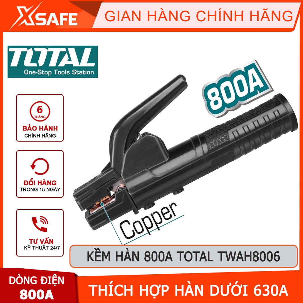 Kìm hàn TOTAL TWAH8006 Kềm hàn dòng điện định mức 800A, điện thế 220-240V, dùng cho máy hàn Total dưới 630A 30/T kẹp mũi