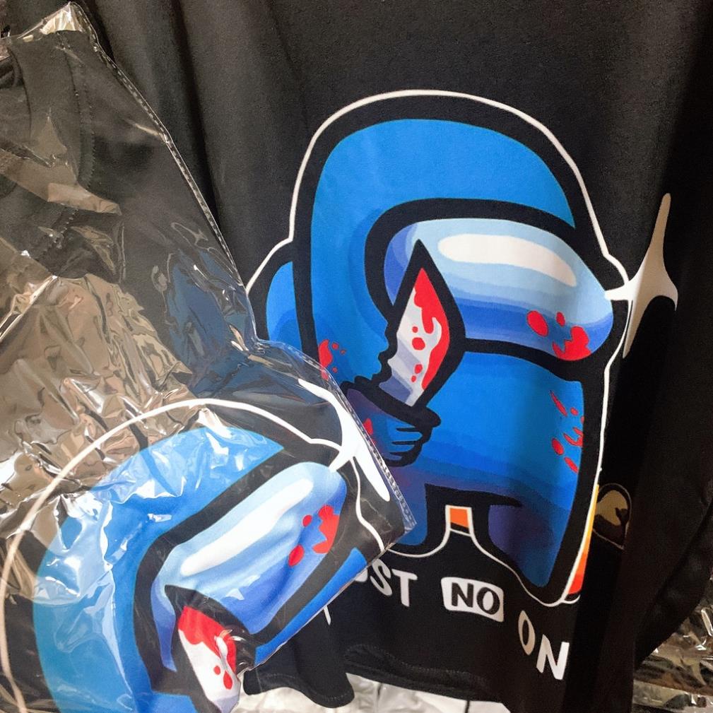 Áo Among Us màu đen in hình xanh siêu độc đáo cực hot đủ size