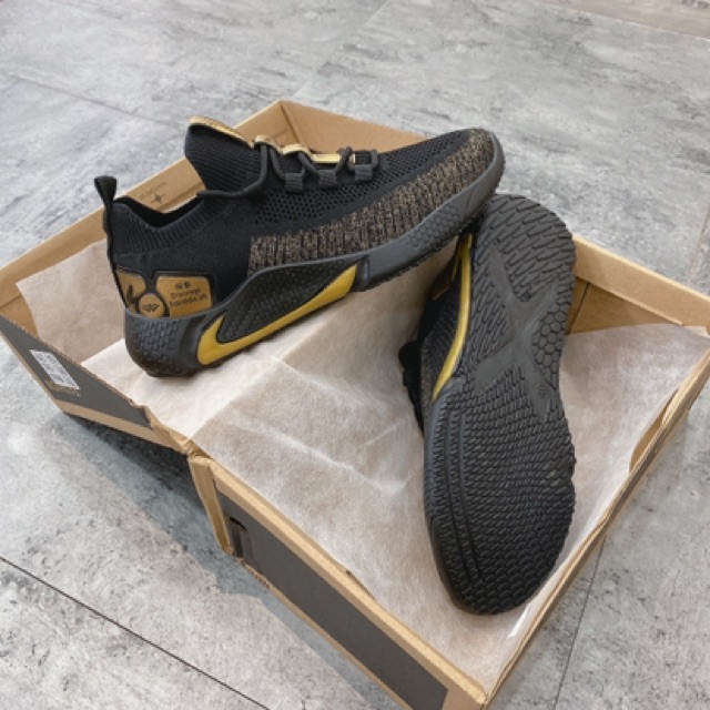 [FreeShip - Hàng New] Giày thể thao nam, giày nam vải sợi thể thao cao cấp đen nhũ vàng D63
