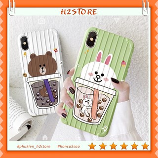 Ốp iph one vali hình trà sữa cho iph one 6 s plus 7 8 plus X s Xr Xsmax 11 pro max Se2