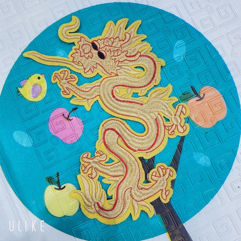 Hình Rồng Thêu , sicker thêu hình rồng vàng 1 con như ảnh siêu đẹp