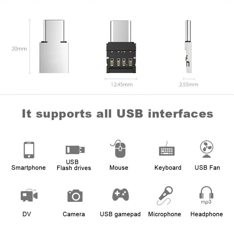 Đầu đọc thẻ nhớ mini Type-C Android OTG đa năng