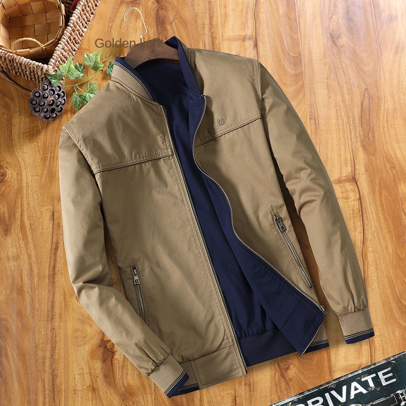 Jaket Lelaki S Musim Musim Gugur Ayah Pakai Kasual Nipis/* [Bản Bằng Vải Cotton] [Áo Khoác Nam]