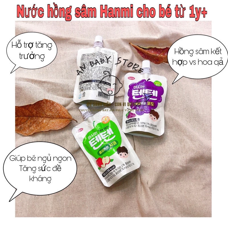 Nước hồng sâm hoa quả Tenten Hanmi Hàn Quốc 100ml (air/bill)
