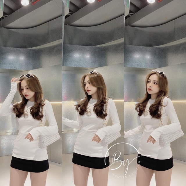 Áo cổ tròn xỏ ngón bốn màu cho nữ | BigBuy360 - bigbuy360.vn